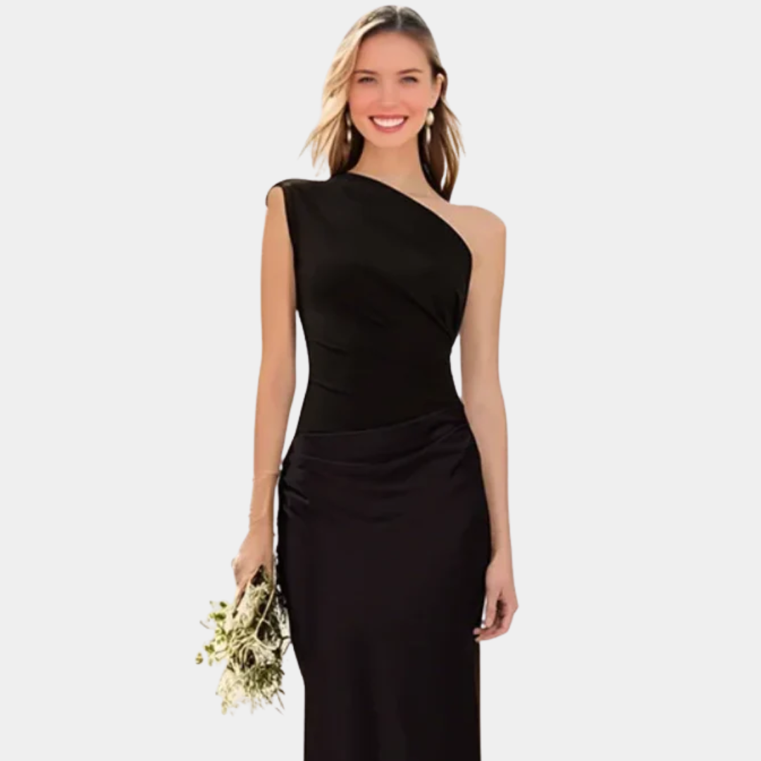 One-Shoulder Satin Maxi Dress