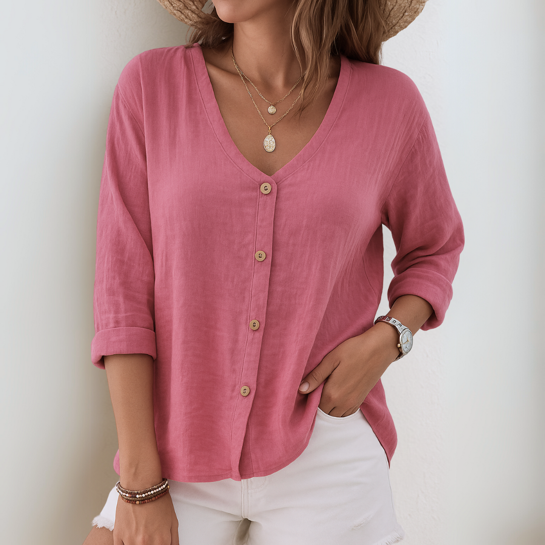 Eirlys – Summer Linnen Blouse With Button