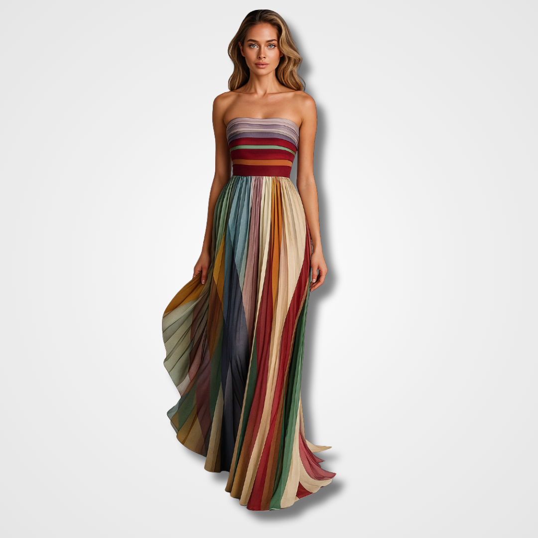 Isola | Strapless Long Dress with Elegant Detailing