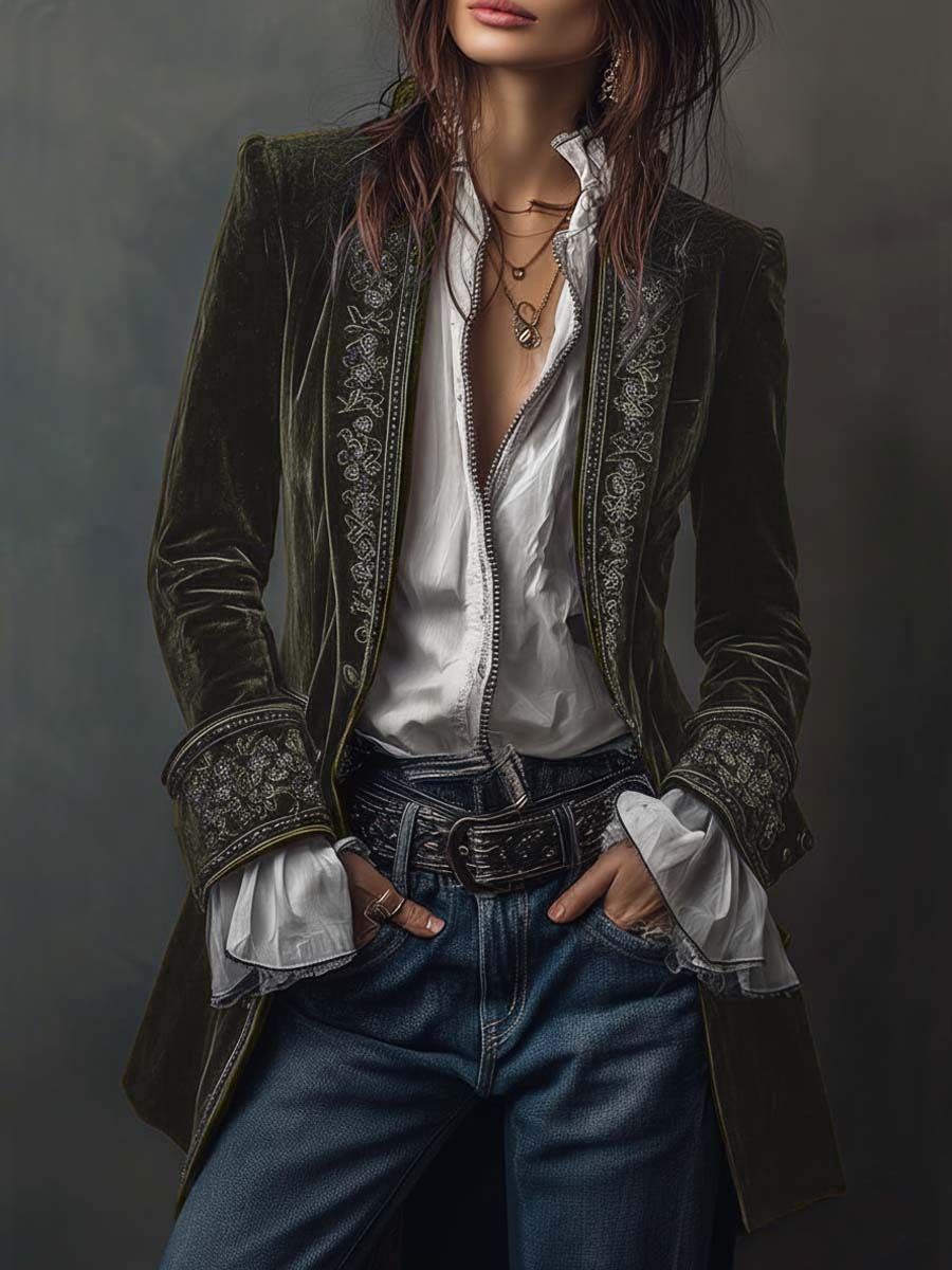 Vintage Velvet Embroidered Jacket