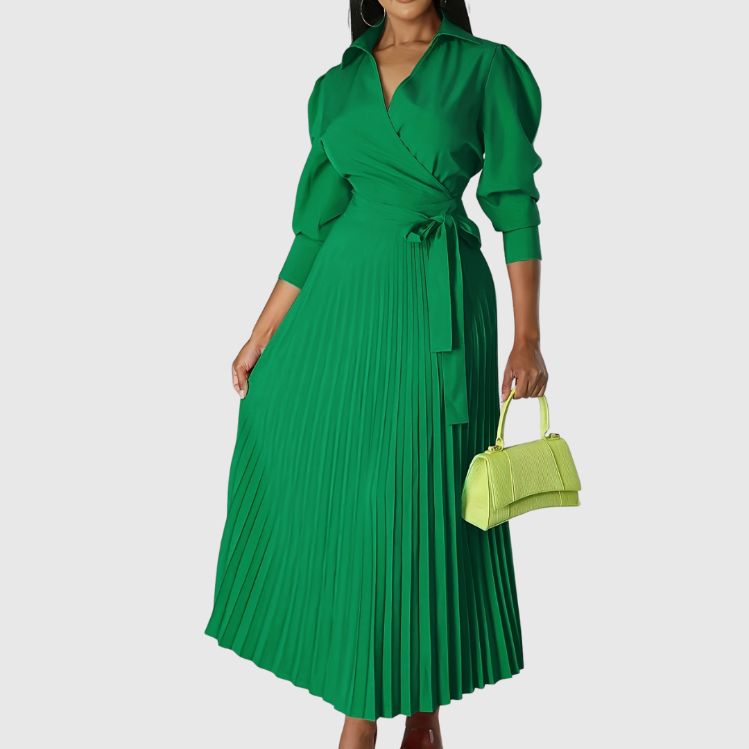 Evelina | Soft Pleated Wrap Midi Dress