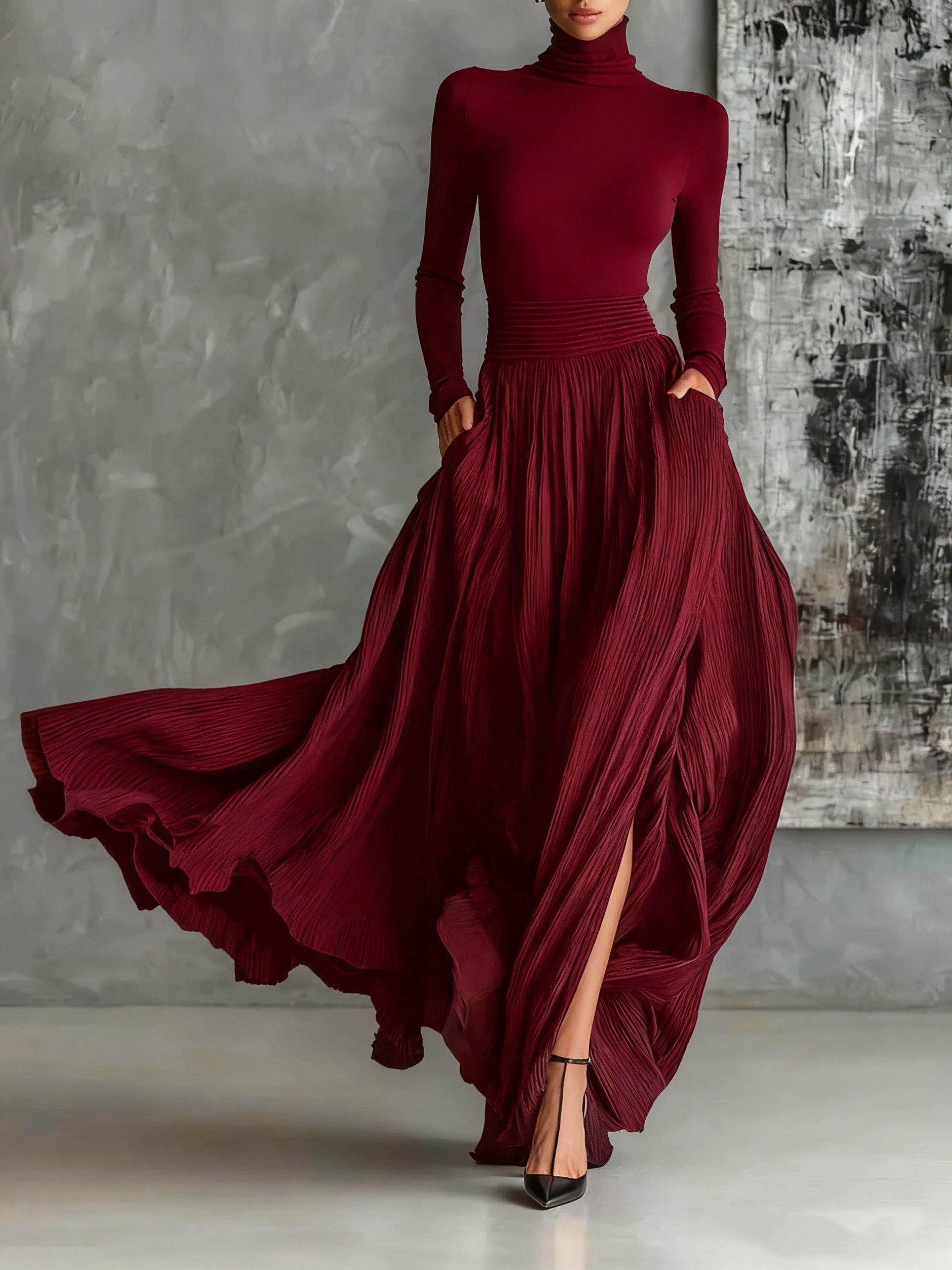 Elegant Pleated Maxi Skirt