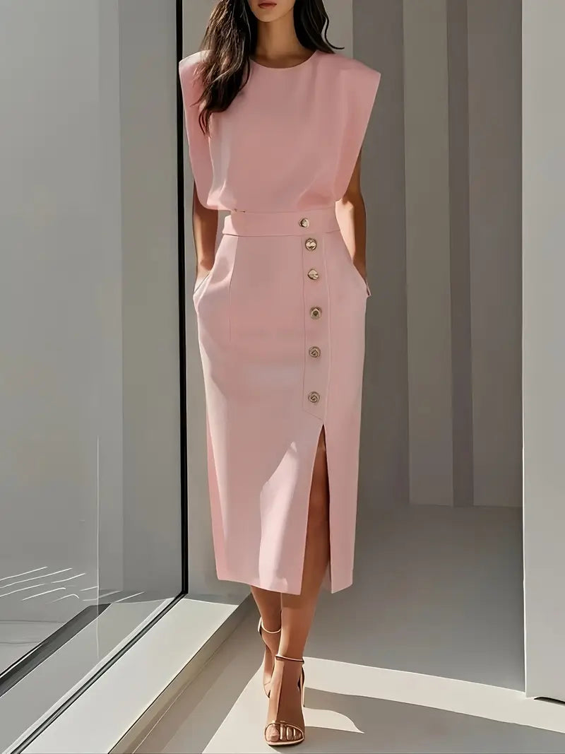 Dalia | Elegant Side Slit Midi Dress