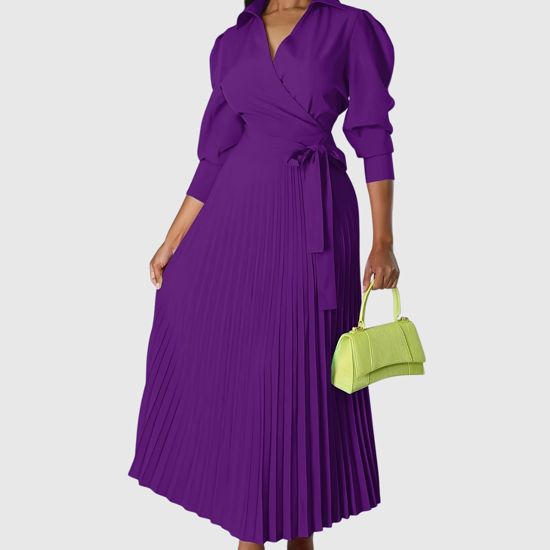 Evelina | Soft Pleated Wrap Midi Dress