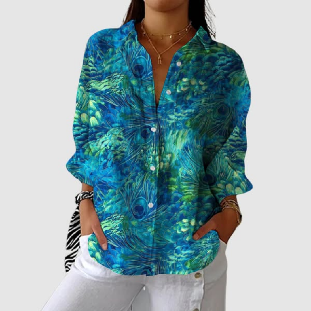 Fiora | Ocean Patchwork Blouse