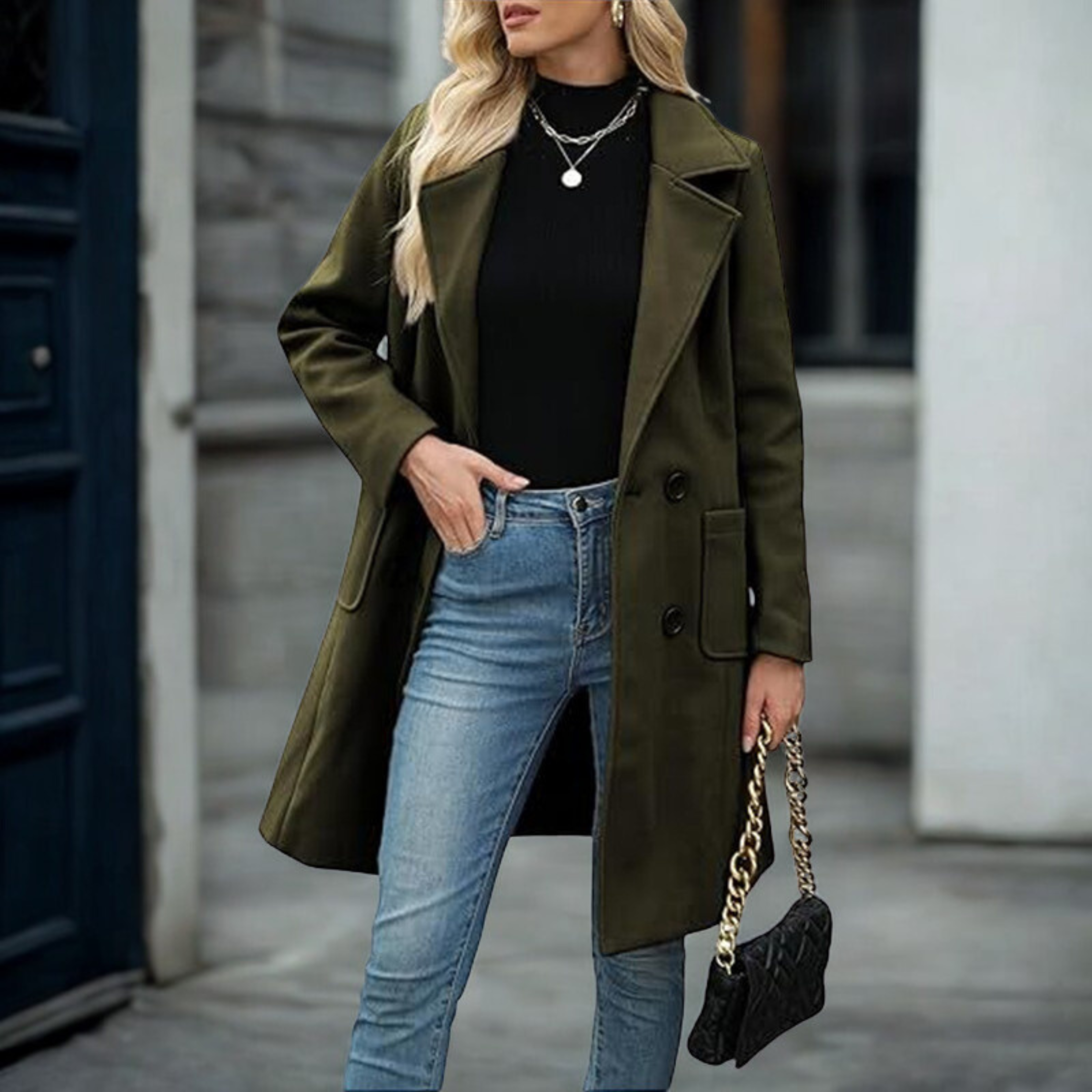 Casual Mid-Length Open Front Coat
