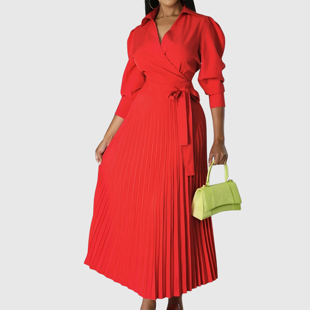 Evelina | Soft Pleated Wrap Midi Dress