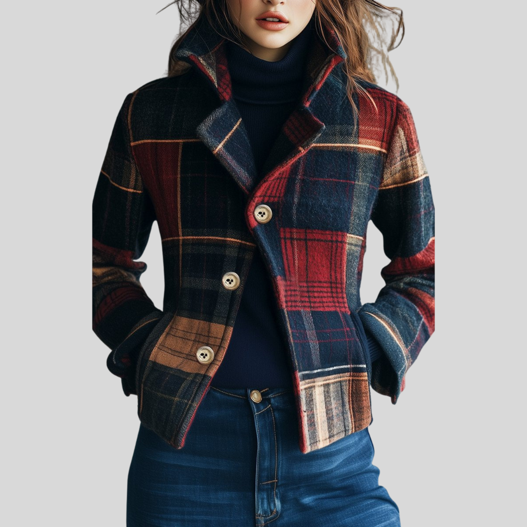 Joyce | Plaid Pattern Woolen Jacket