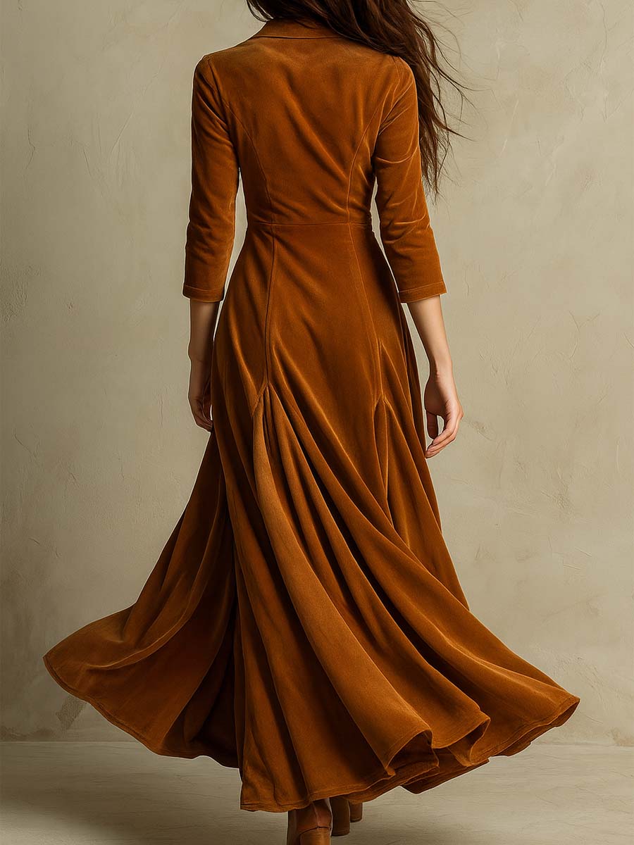 Long Velvet Dress with Vintage Charm